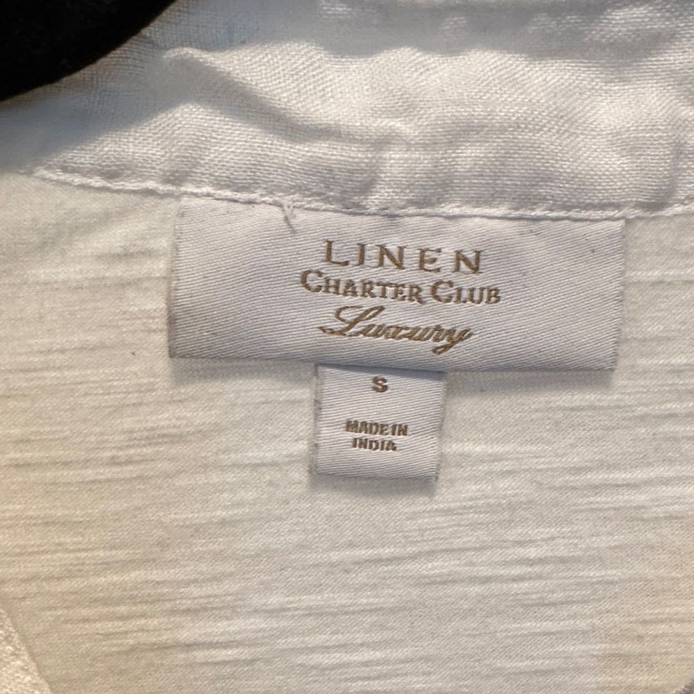 Charter Club Luxury Linen Blouse Tie Front Cotton and Linen Size Small - Picture 2 of 6